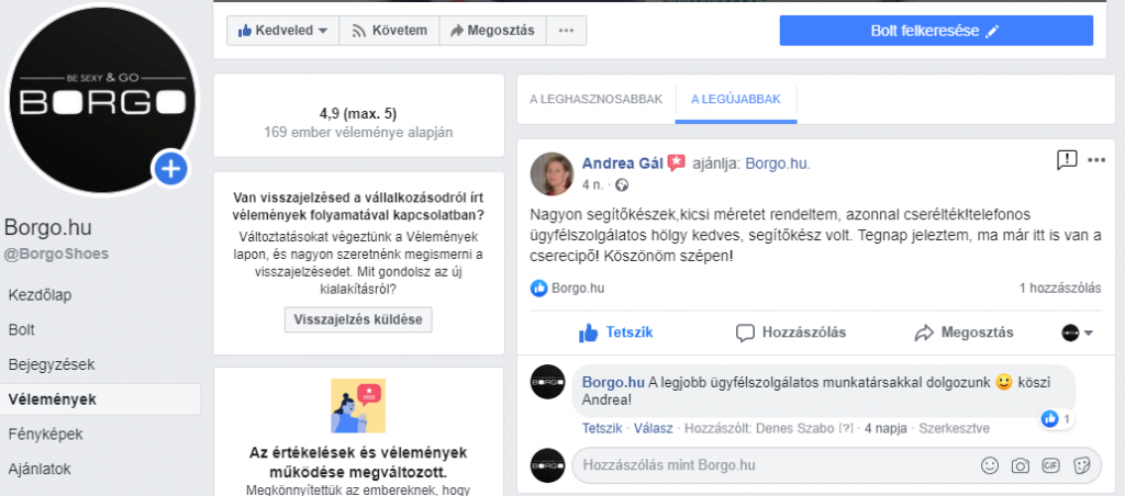 online vásárlás facebook borgo