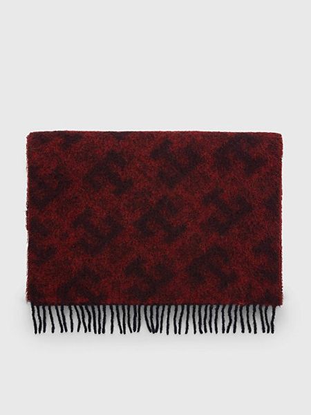 Tommy Hilfiger Iconic Monogram burgundy pentru femei din lână eșarfă-01