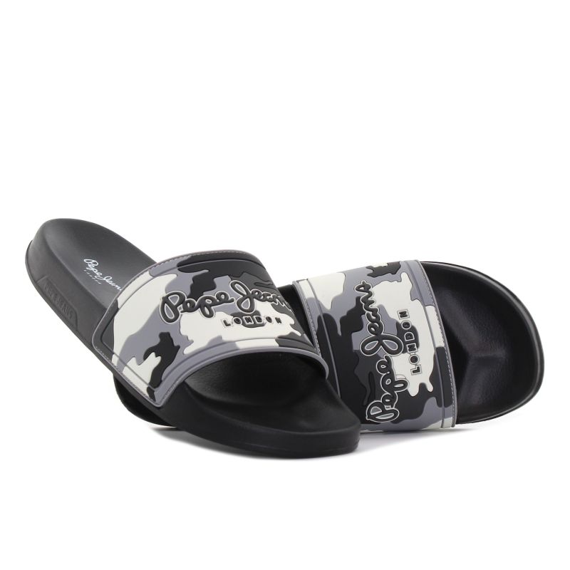 Pepe - Jeans Slider Camo fekete férfi papucs