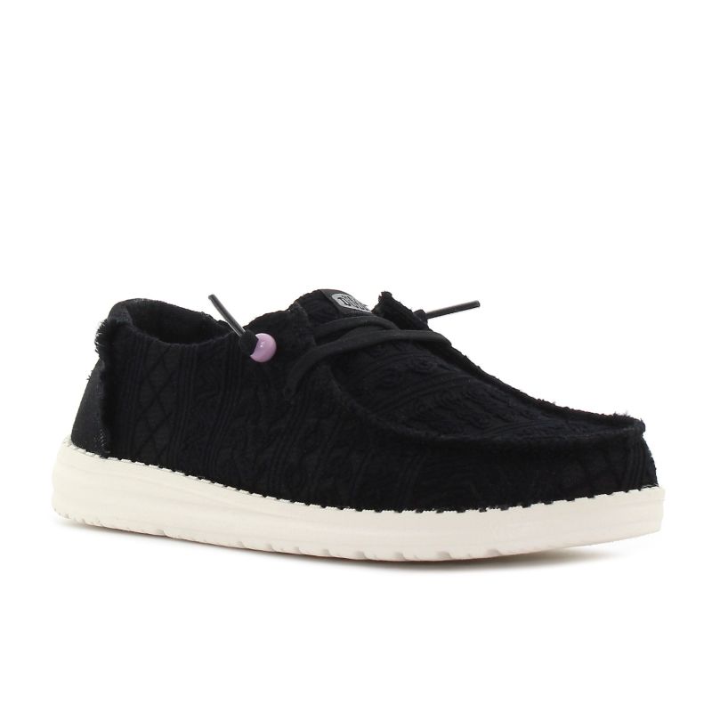 Hey Dude - Wendy Crochet Lace fekete női mokaszin és vitorlás cipő