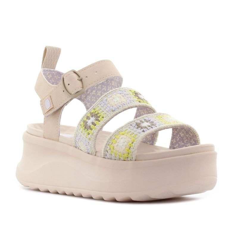 Hey Dude - Delray Buckle Cottage Crochet bézs női szandál