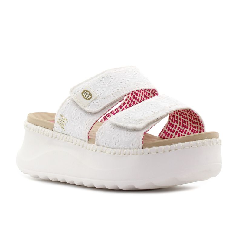 Hey Dude - Delray Slide Eyelet fehér női platform papucs