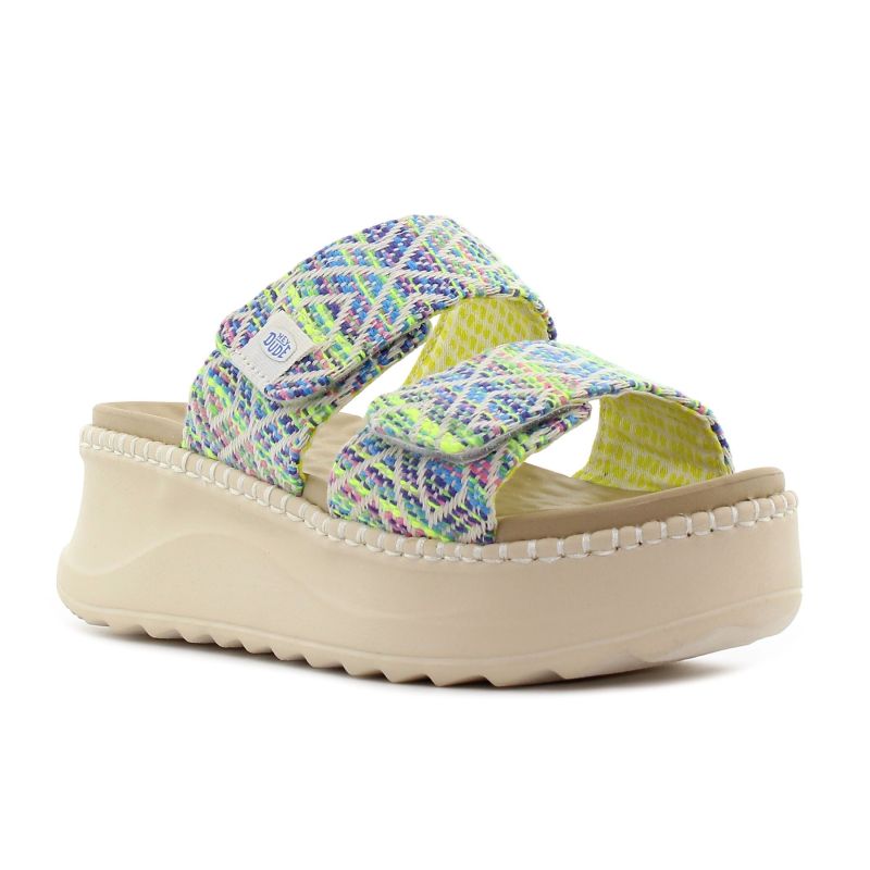 Hey Dude - Delray Slide Surf Baja zöld női platform papucs