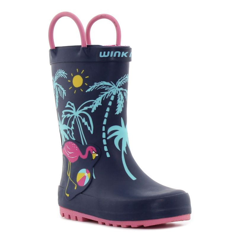 Wink - Flamingo sötétkék baba gumicsizma