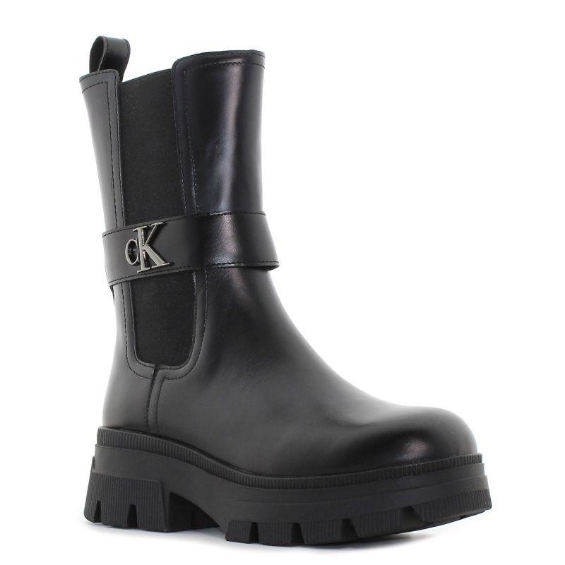 Calvin Klein Chunky fekete női bőr bokacsizma-01