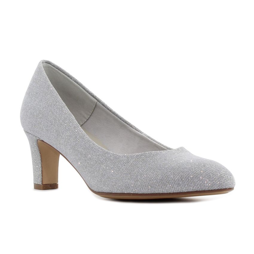 Tamaris csillogó ezüst női magassarkú