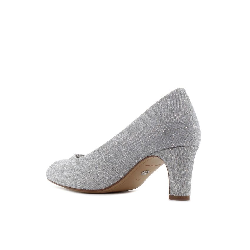 Tamaris csillogó ezüst női magassarkú