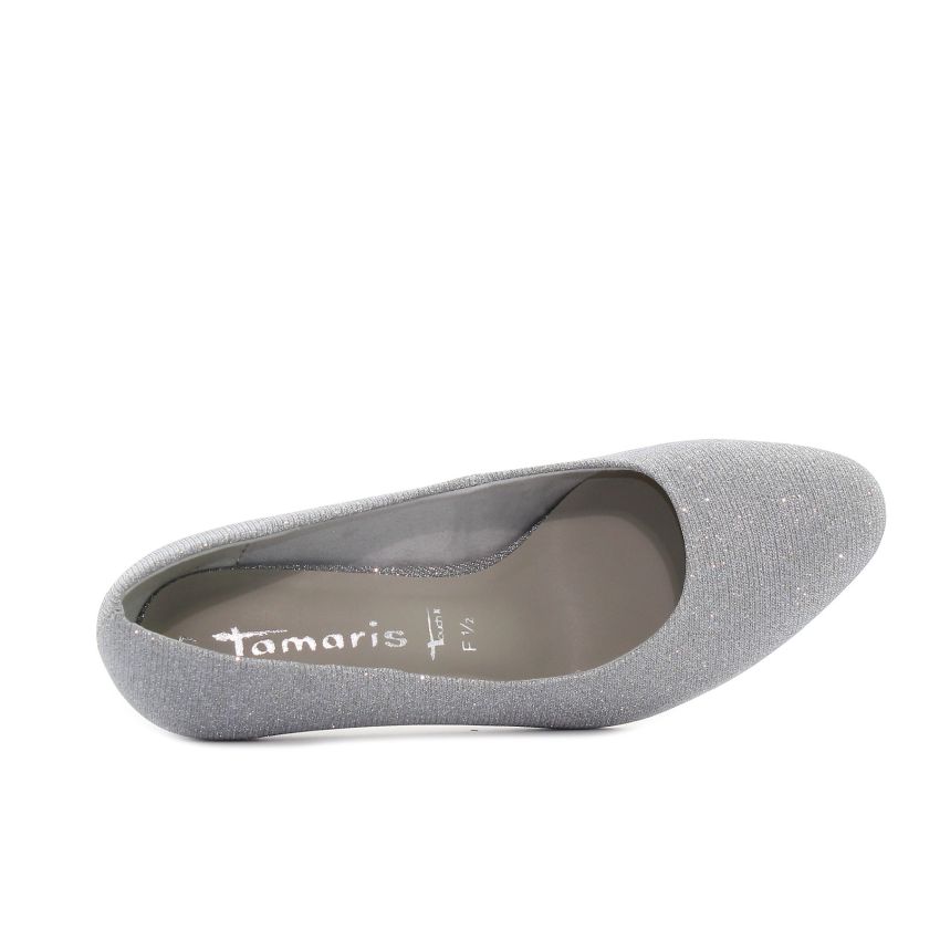 Tamaris csillogó ezüst női magassarkú