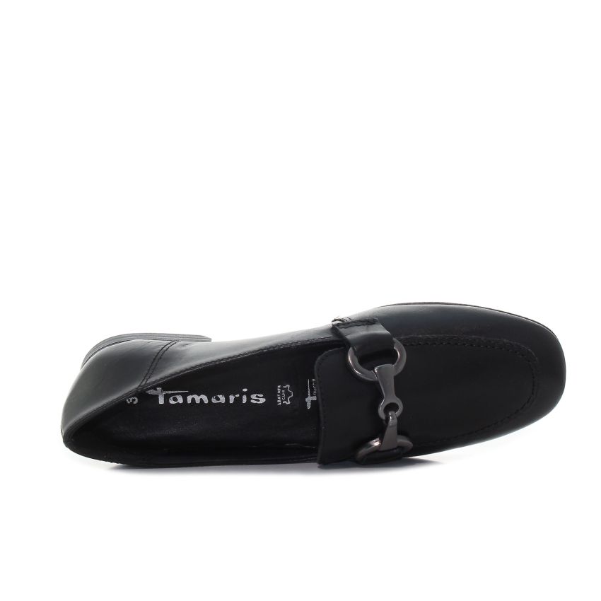 Tamaris fekete női bebújós cipő