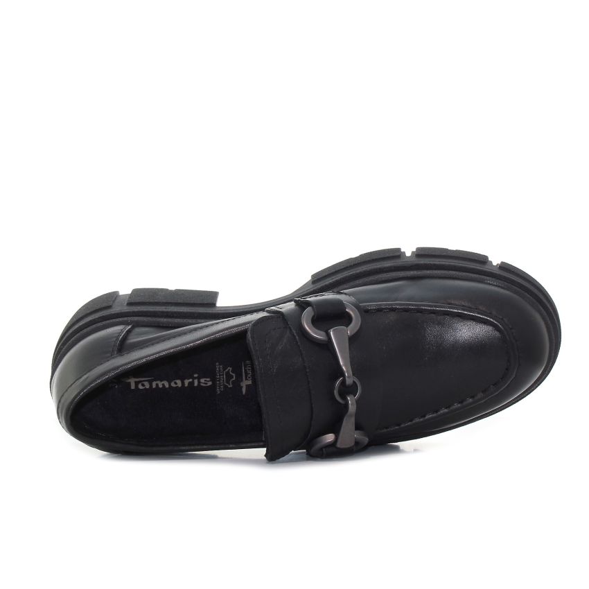 Tamaris fekete női bebújós cipő