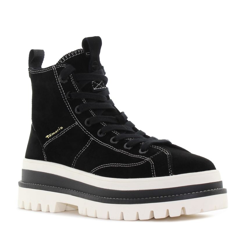 Tamaris fekete női bakancs