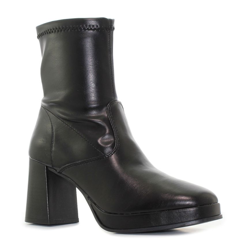 Tamaris fekete magassarkú női bokacsizma