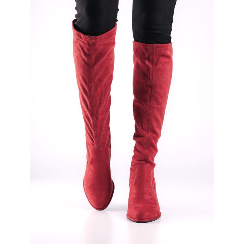 Tamaris piros női magasszárú csizma