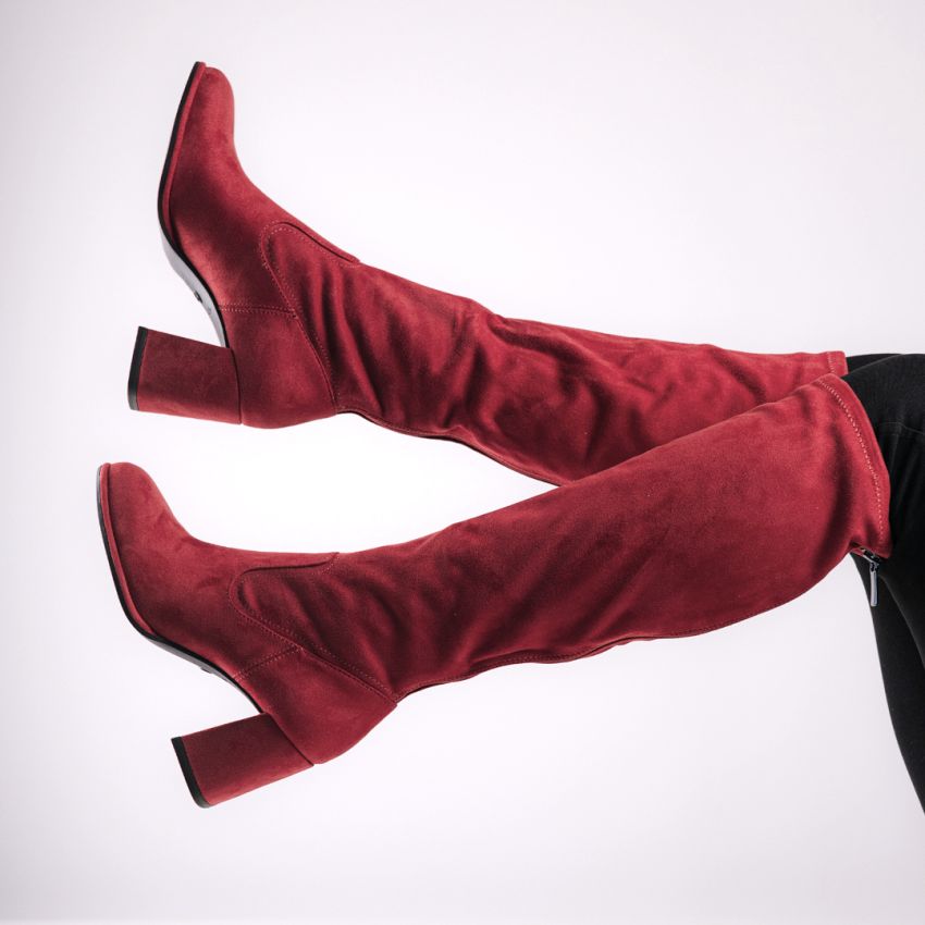 Tamaris piros női magasszárú csizma