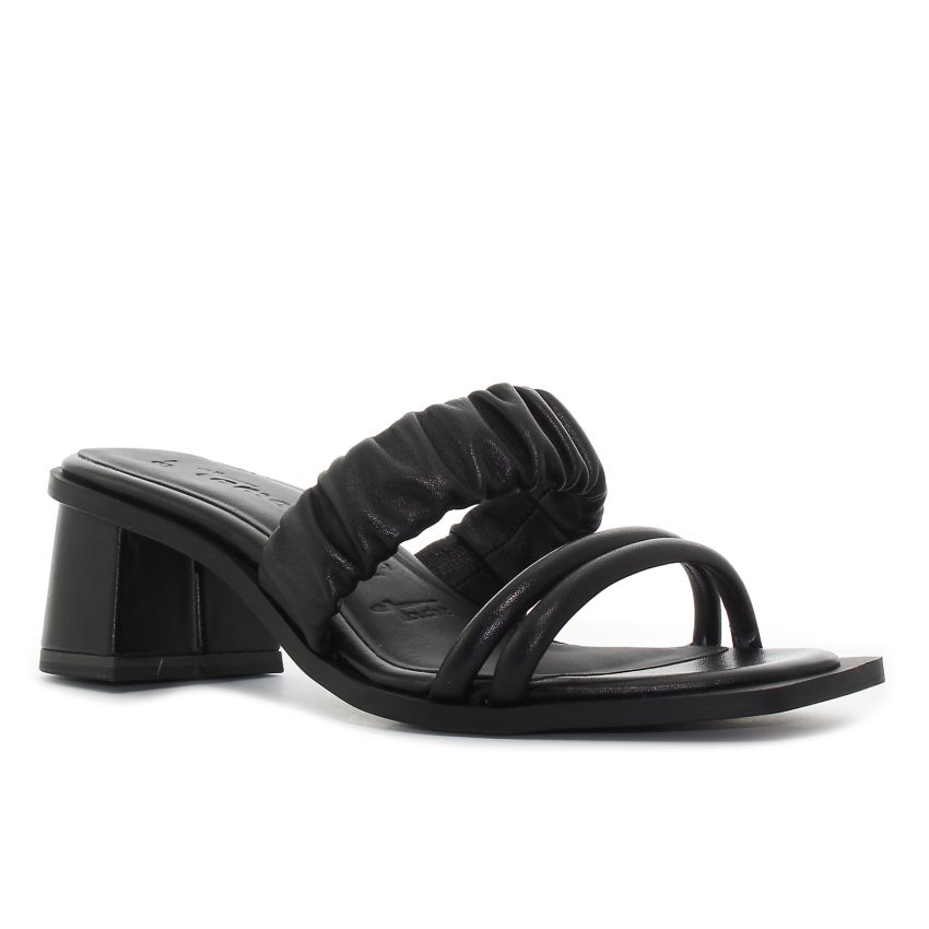 Tamaris fekete női magassarkú papucs