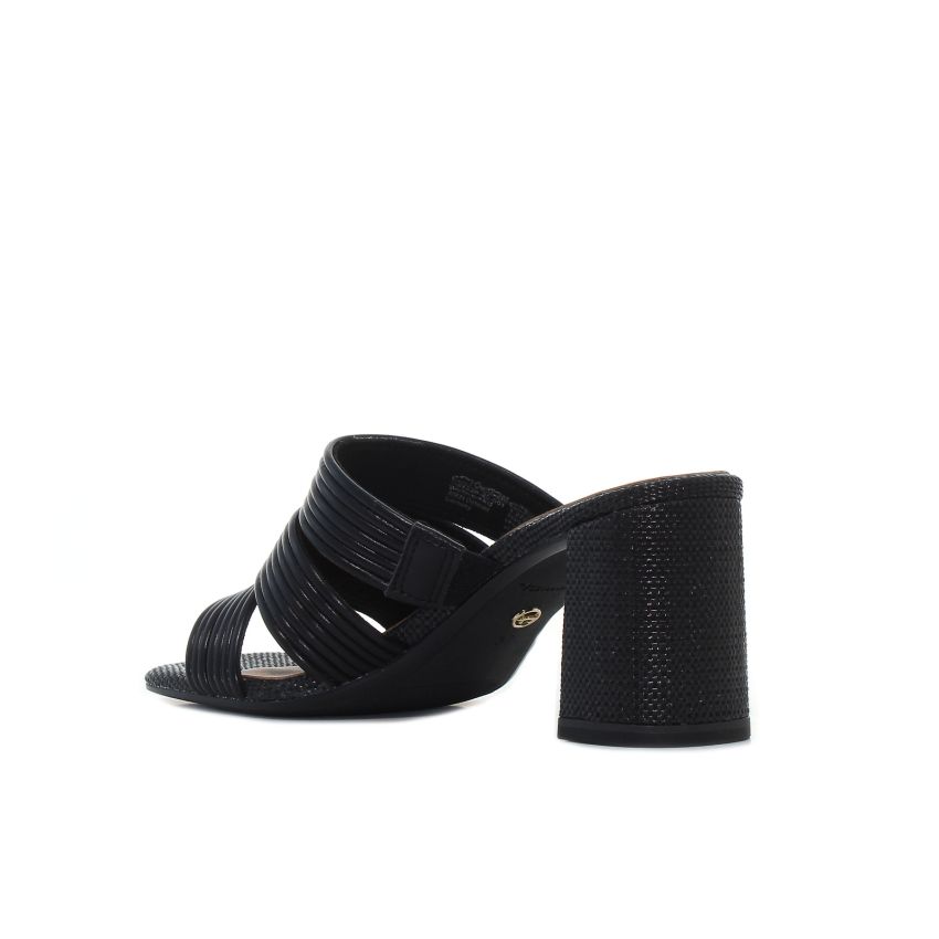 Tamaris fekete női magassarkú papucs