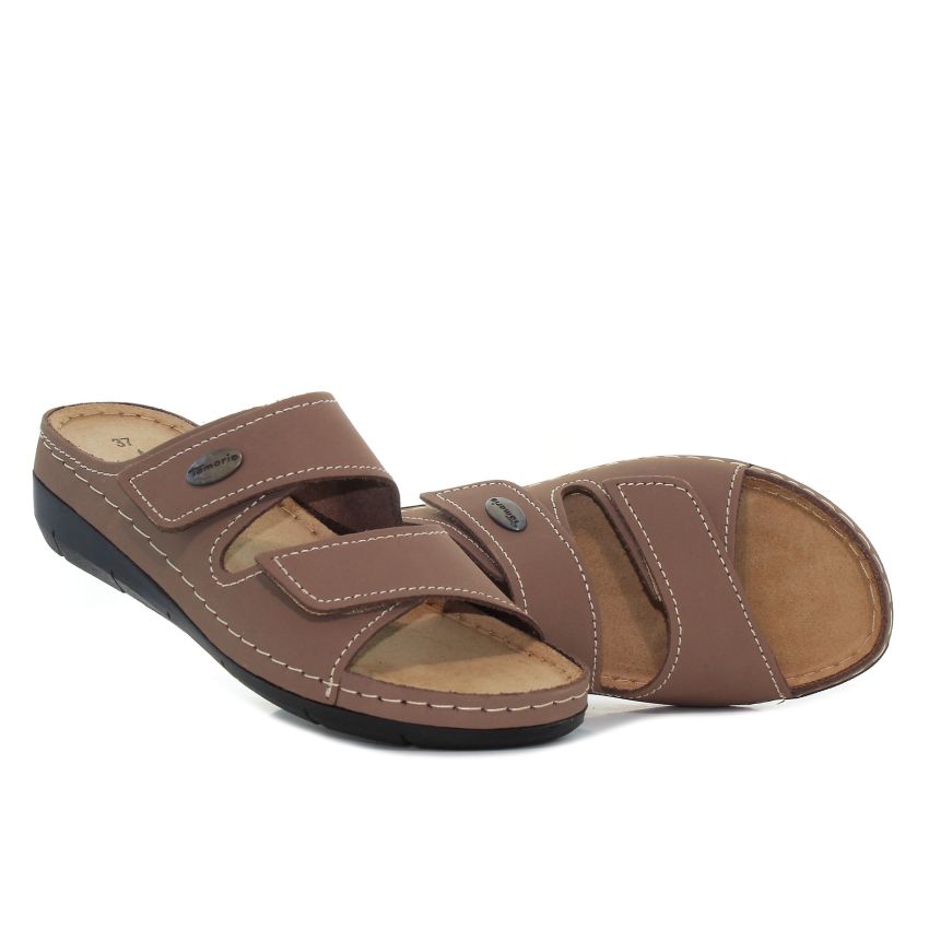 Tamaris barna női bőr papucs