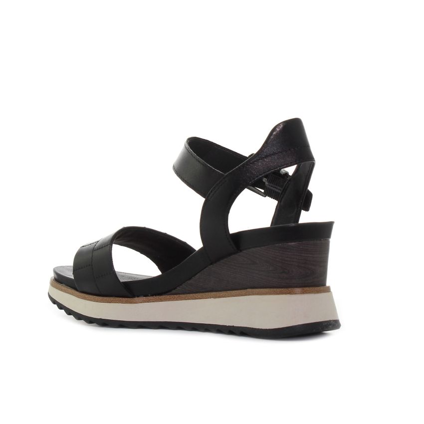 Tamaris fekete női éktalpú szandál