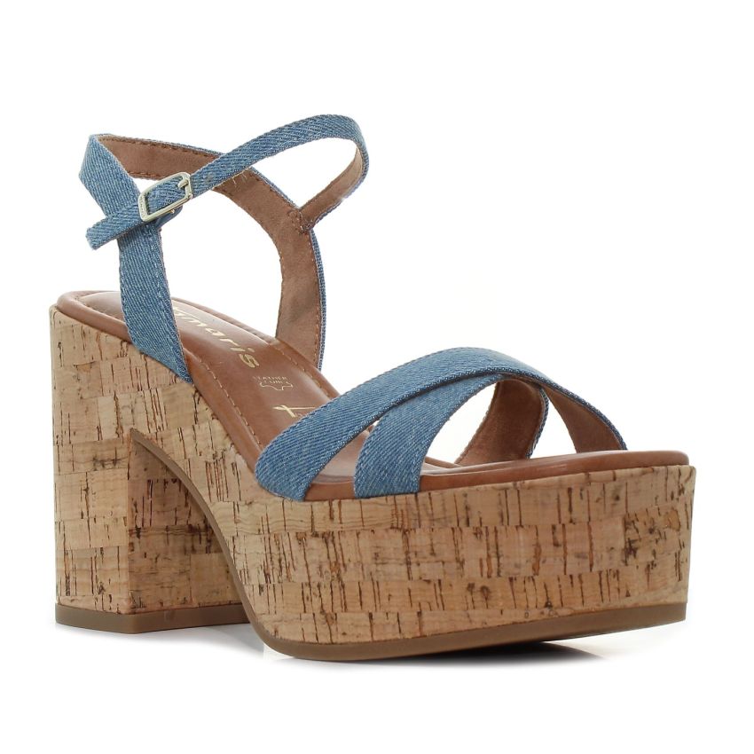 Tamaris kék női platformos szandál