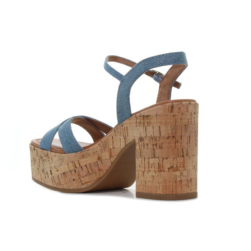 Tamaris kék női platformos szandál