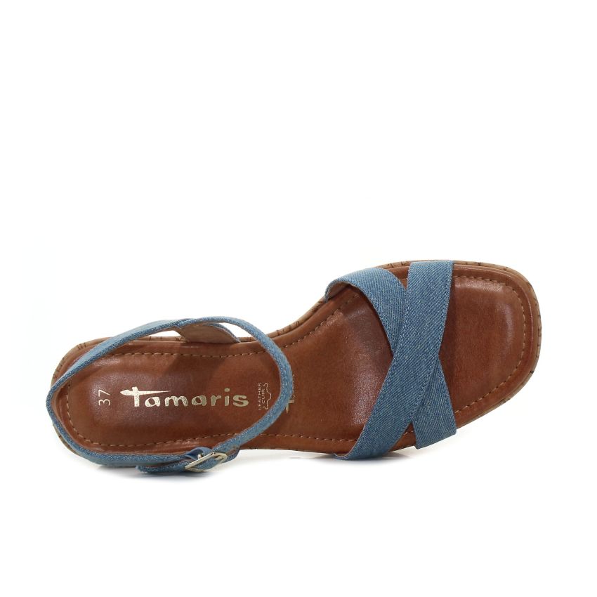 Tamaris kék női platformos szandál