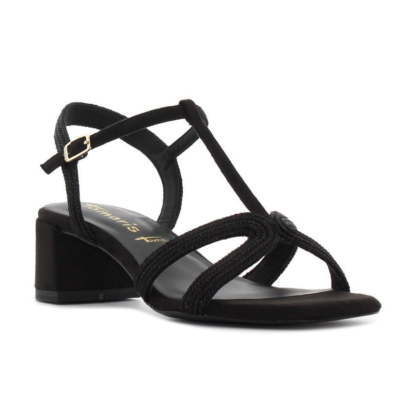 Tamaris fekete női magassarkú szandál