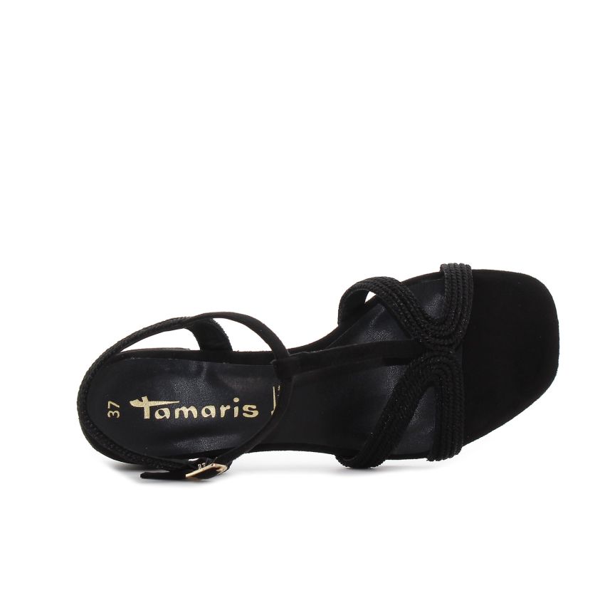 Tamaris fekete női magassarkú szandál