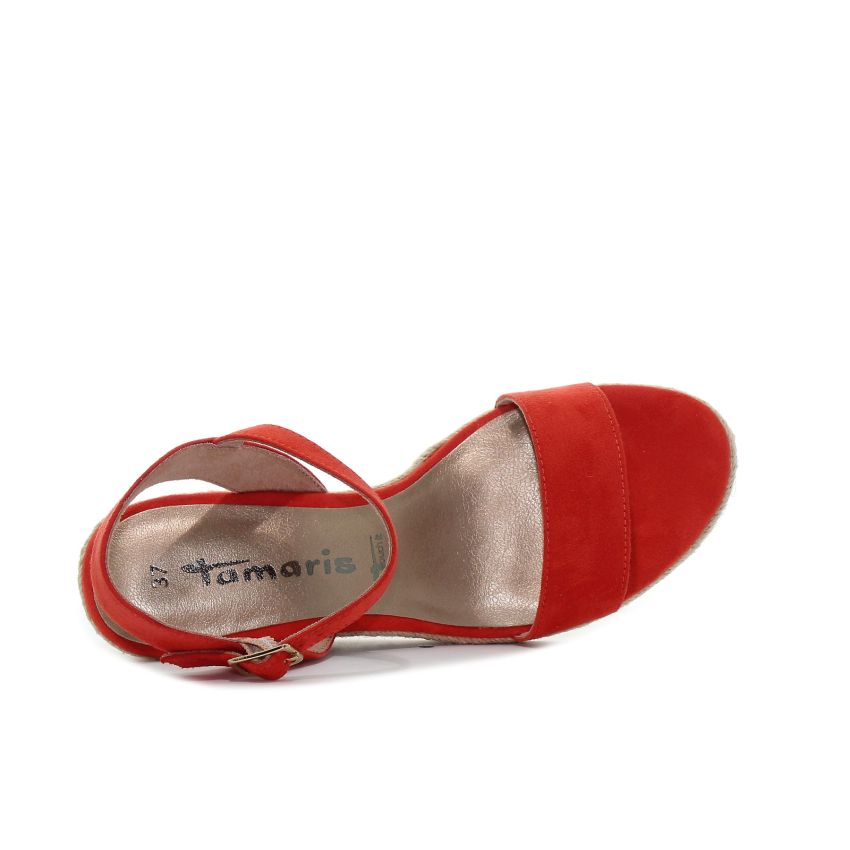 Tamaris piros női éktalpú szandál