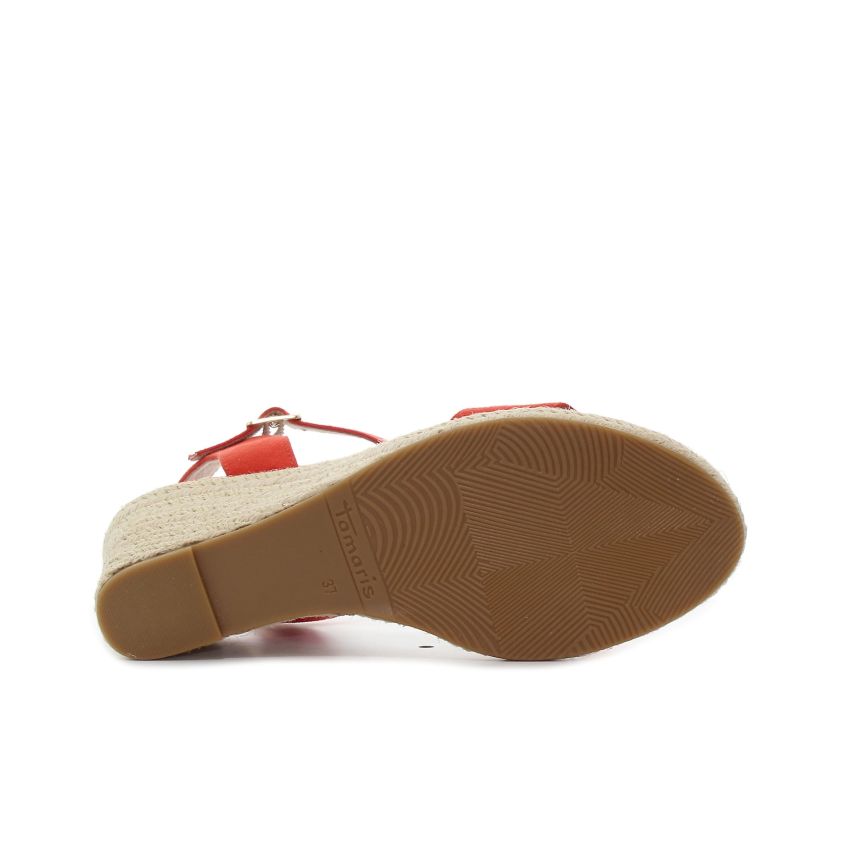 Tamaris piros női éktalpú szandál