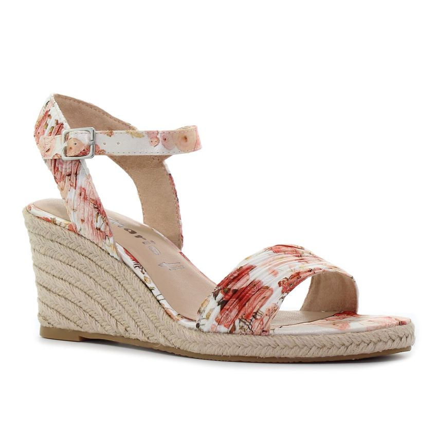 Tamaris virágos női éktalpú szandál