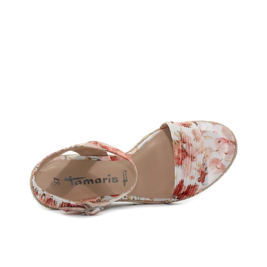 Tamaris virágos női éktalpú szandál