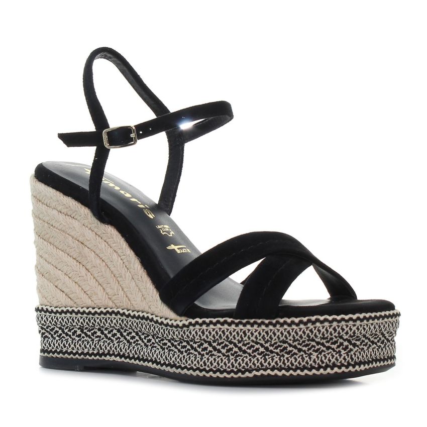 Tamaris fekete női éktalpú szandál