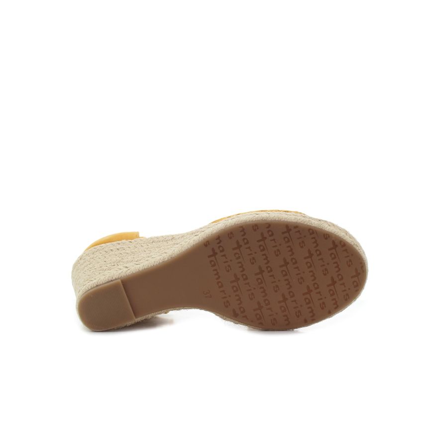 Tamaris sárga női éktalpú szandál