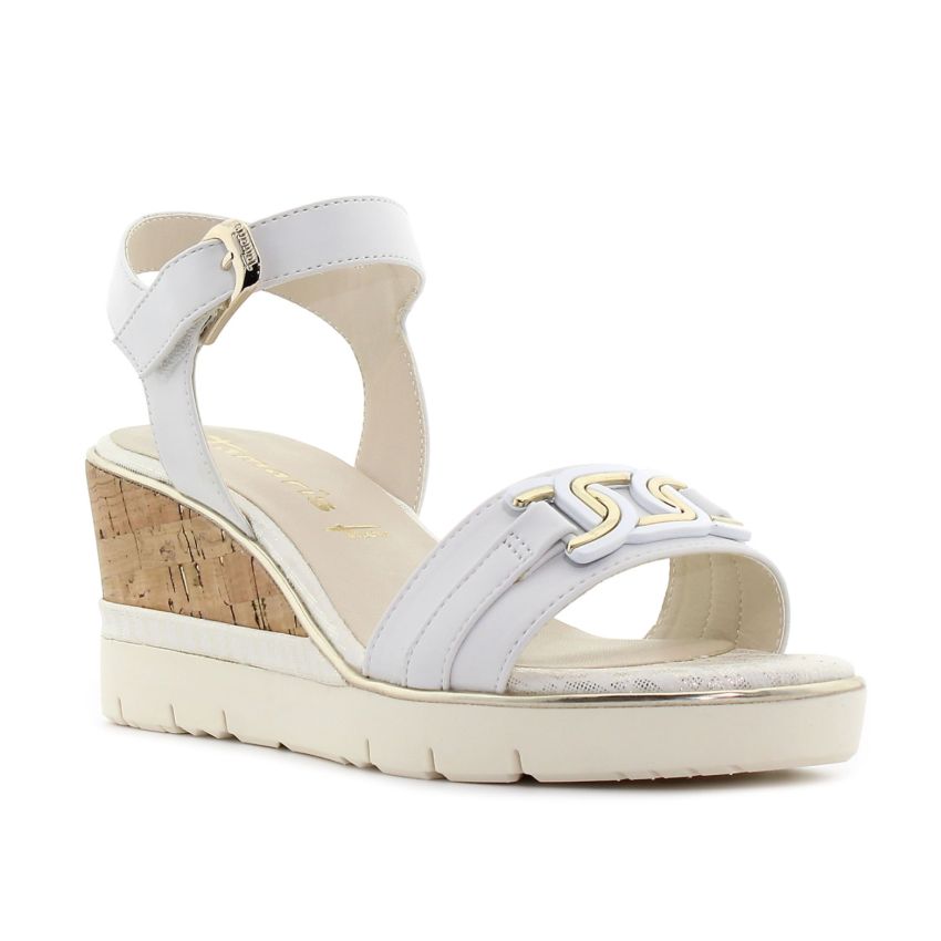 Tamaris fehér női éktalpú szandál