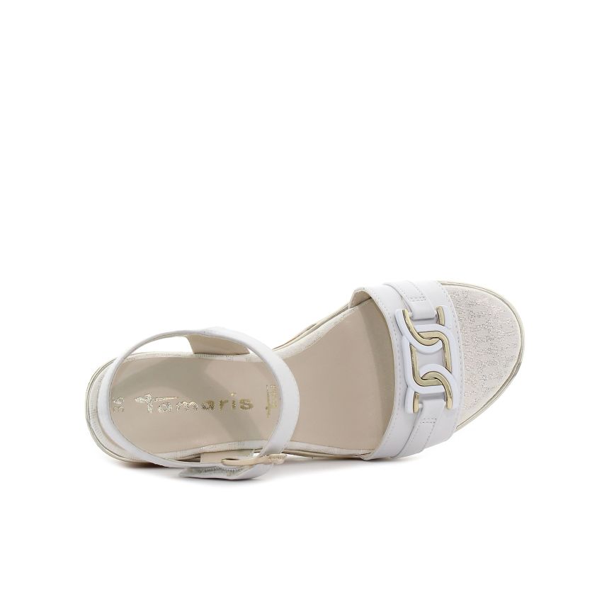 Tamaris fehér női éktalpú szandál