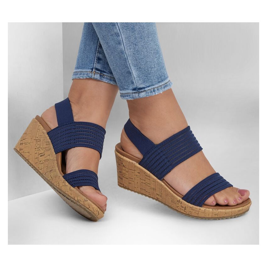 Skechers Beverlee - Sheer Luck sötétkék női éktalpú szandál