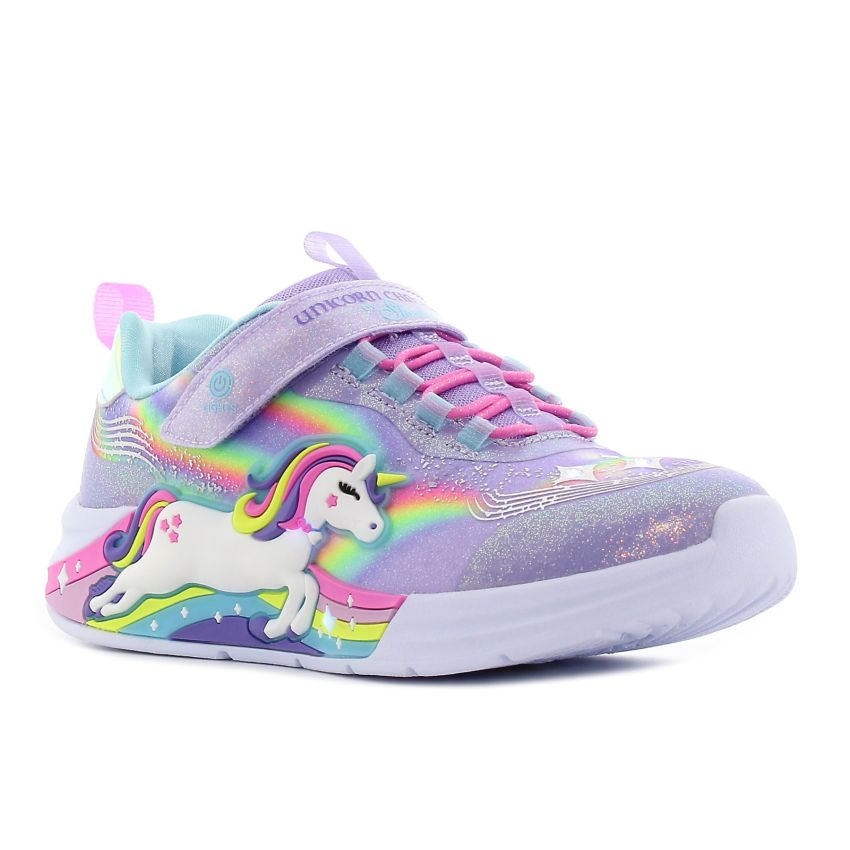 Skechers S-Lights - Unicorn Chaser villogó lila gyerek cipő