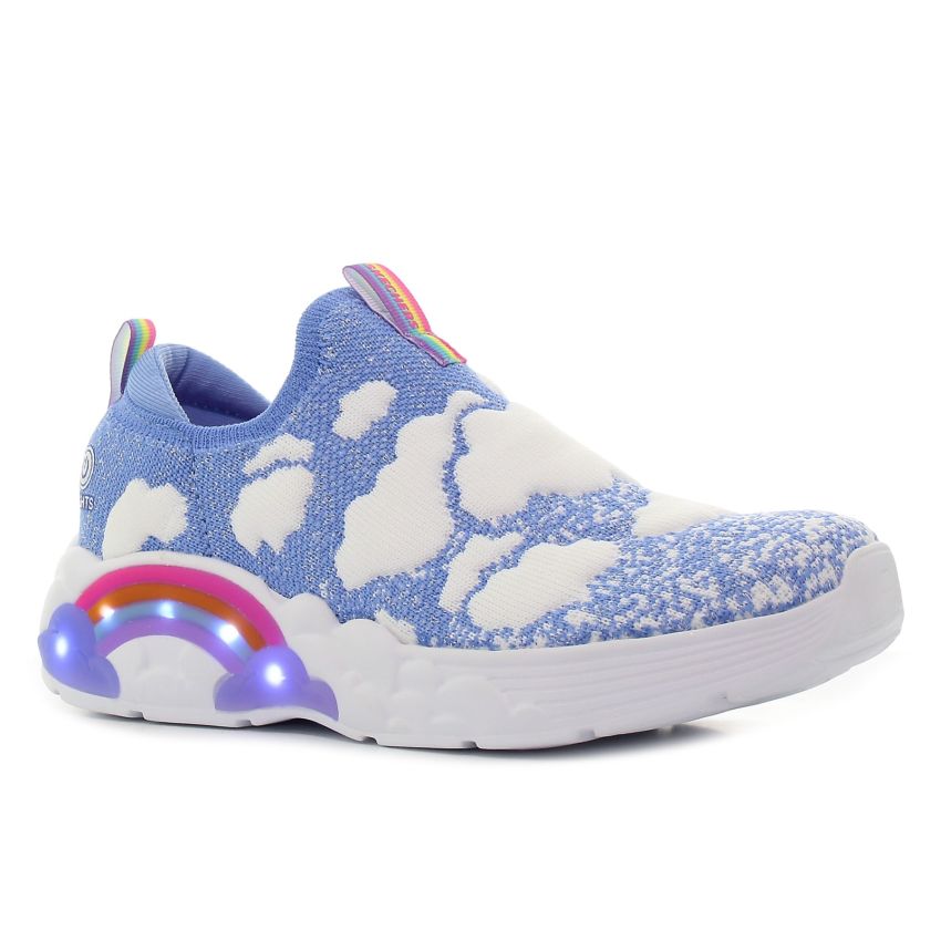 Skechers Rainbow Racer - Fluffy Dreamz villogó kék gyerek cipő