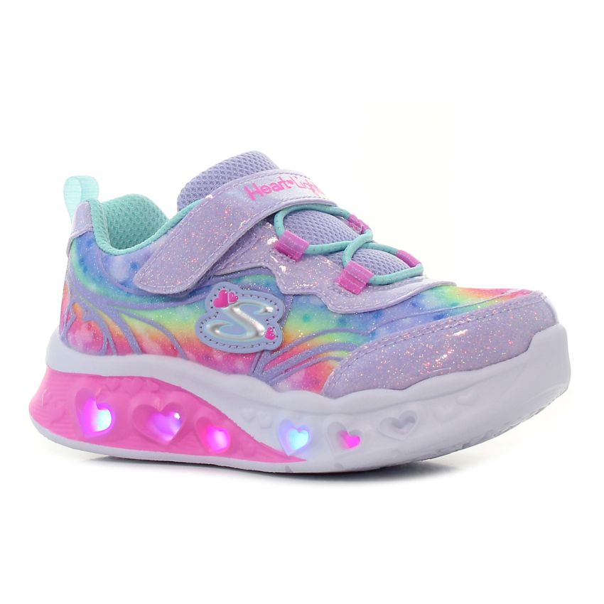 Skechers Flutter Heart Lights - Groovy Swirl villogó lila baba cipő