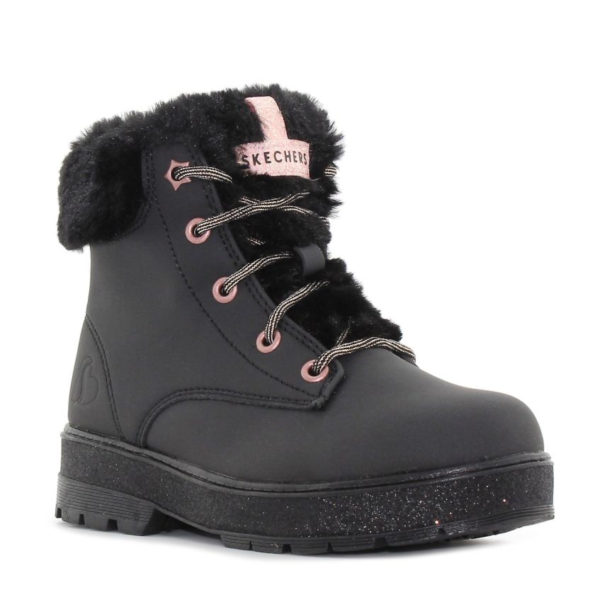 Skechers Street Glitz bélelt fekete gyerek bakancs