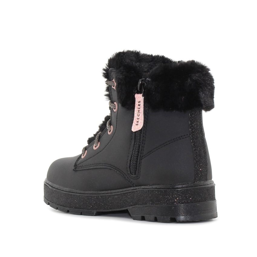 Skechers Street Glitz bélelt fekete gyerek bakancs