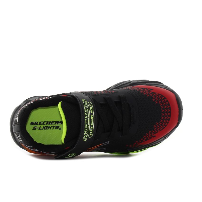 Skechers S-Lights - Flex - Glow Bolt villogó fekete gyerek cipő