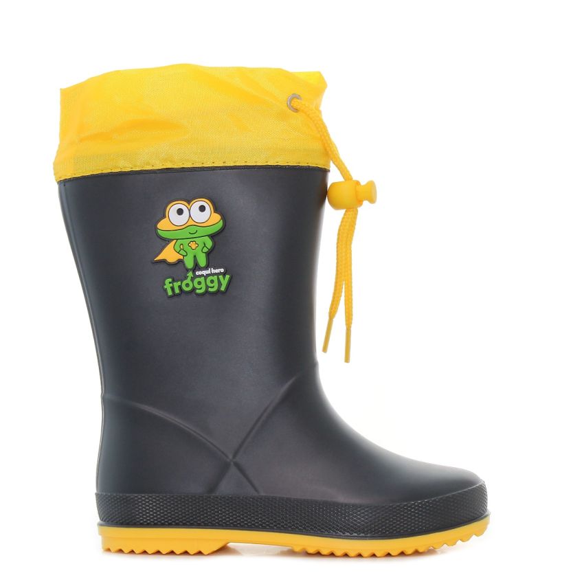 Coqui Rainy Collar Hero fekete gyerek gumicsizma