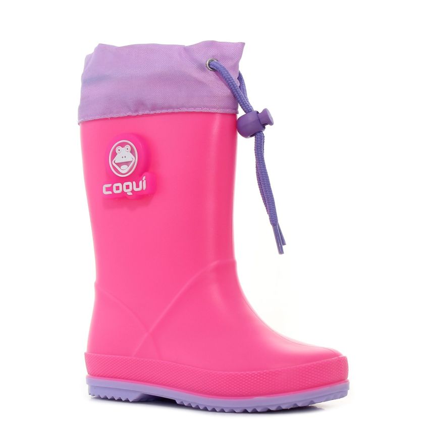 Coqui Rainy Collar Frog villogó magenta gyerek gumicsizma
