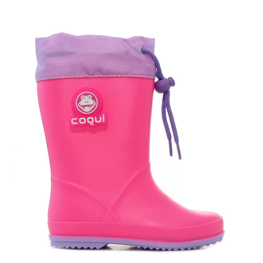 Coqui Rainy Collar Frog villogó magenta gyerek gumicsizma