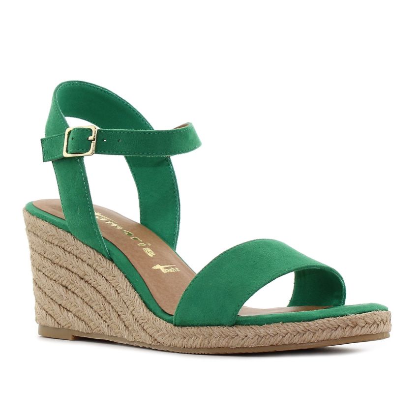 Tamaris zöld női éktalpú szandál