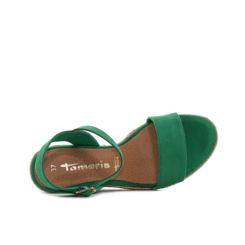 Tamaris zöld női éktalpú szandál
