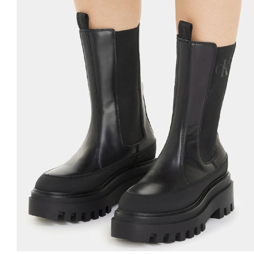 Calvin Klein Flatform Chelsea fekete női bokacsizma