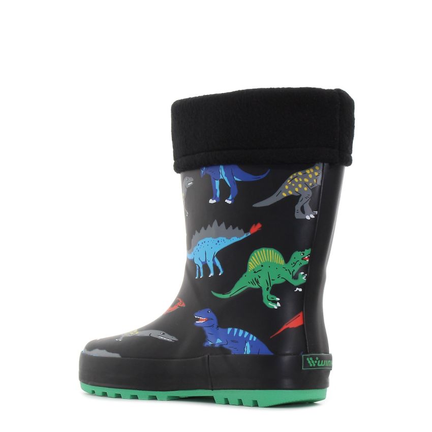 Wink - RB Dinos fekete bélelt baba gumicsizma
