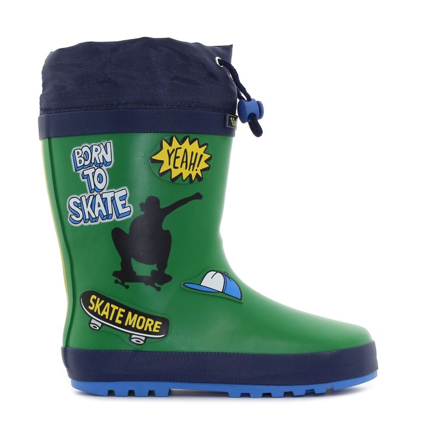 Wink - Aqqo - Skate zöld bélelt gyerek gumicsizma